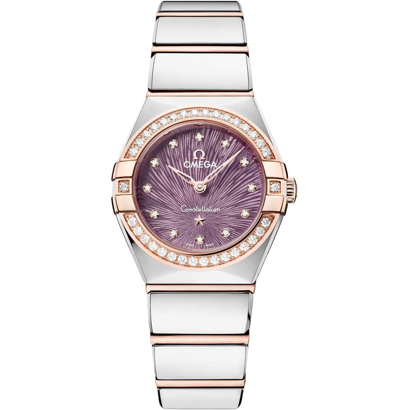 Omega Constellation 131.25.25.60.60.002 Purple Dial Steel Gold and Diamonds 25mm