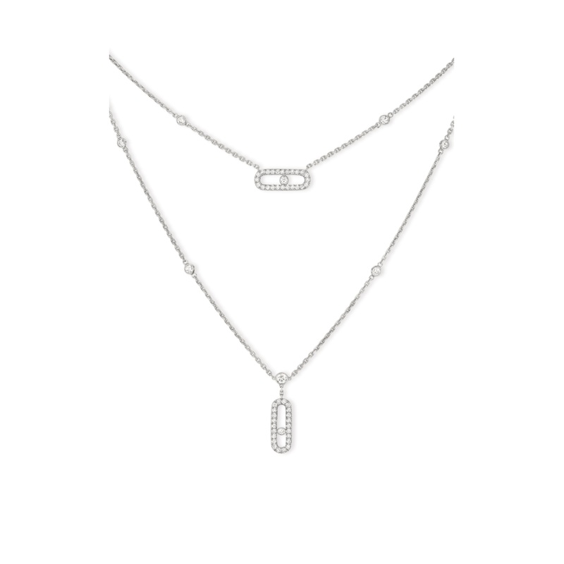 Move Uno 2-row Pav Necklace in White Gold – Messika