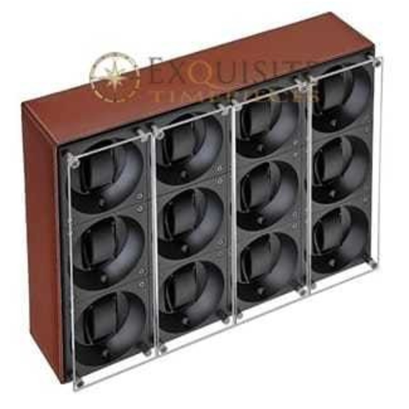 Swiss Kubik 12 Winders – Natural Calf Leather With White Stitches And Window Protect Sk12.cv002-wp
