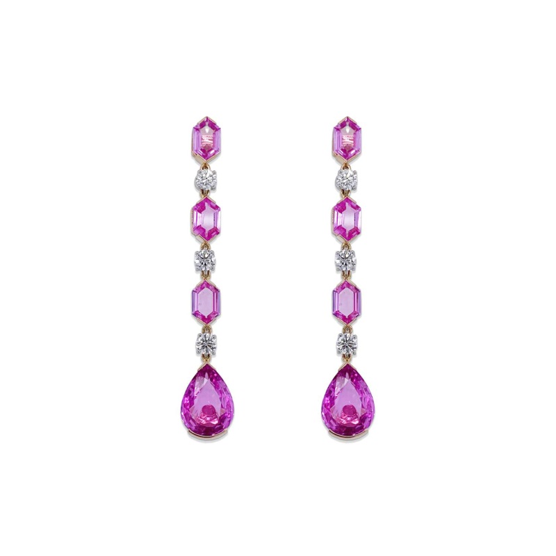 Pink Sapphire and Diamond Pendant Earrings – Bayco