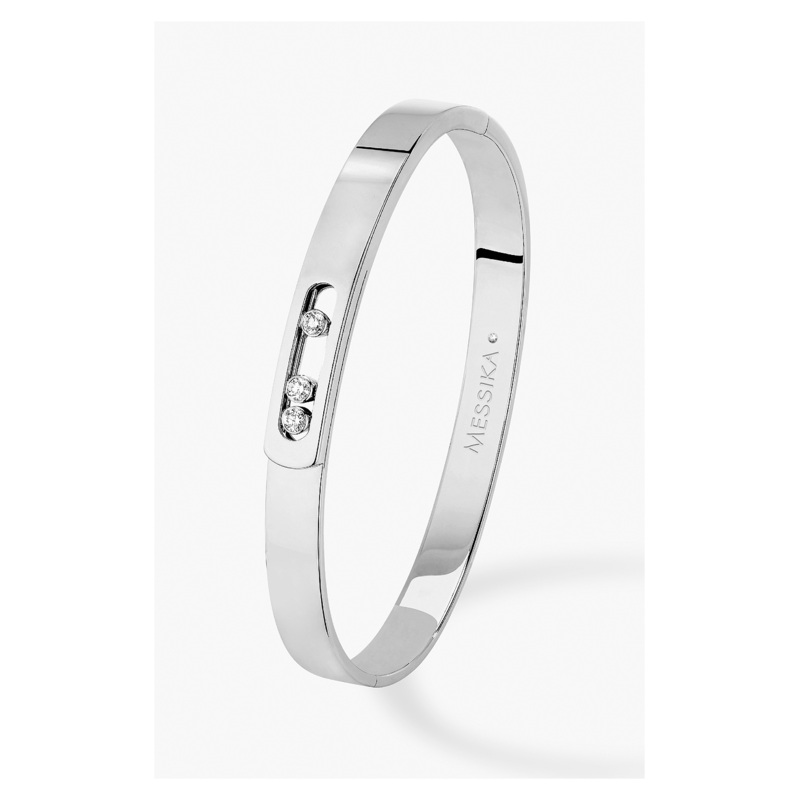 Move Noa Bangle in White Gold Size XL – Messika