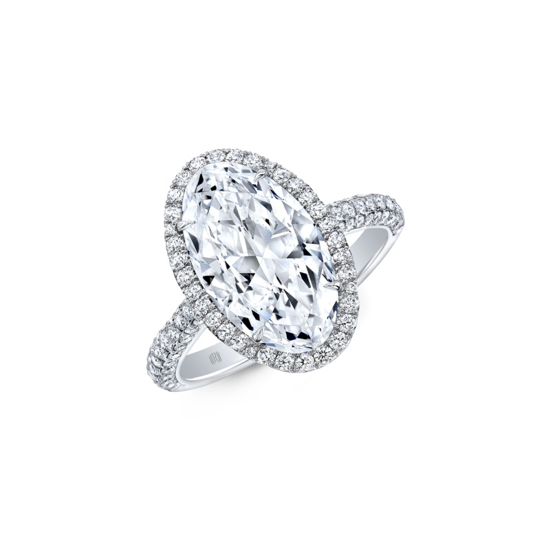 Oval cut Diamond Halo Solitaire in Platinum – Rahaminov Diamonds