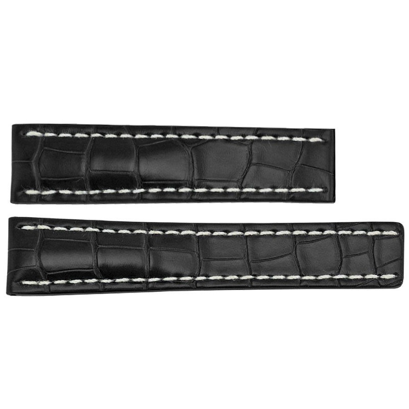 744P Breitling 22mm Black Leather Strap for Sale