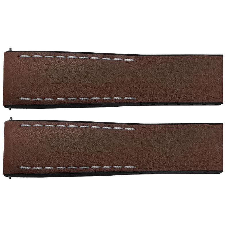 Breitling 22mm Brown Leather/Black Rubber Strap 294S