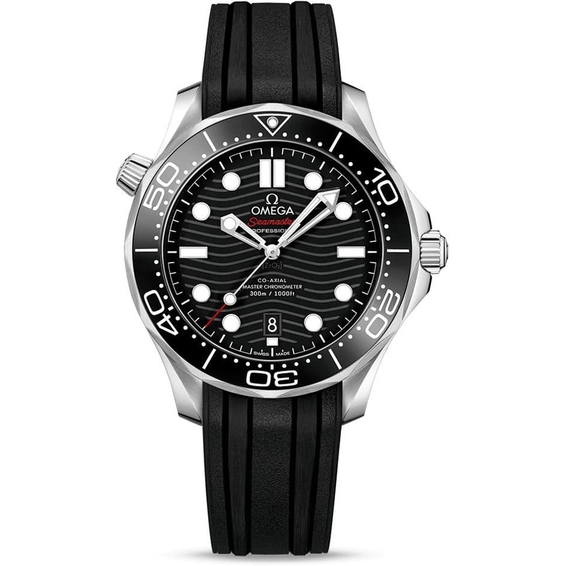 Omega Seamaster Diver 300M Co-Axial Master Chronometer Black Dial on Rubber Strap