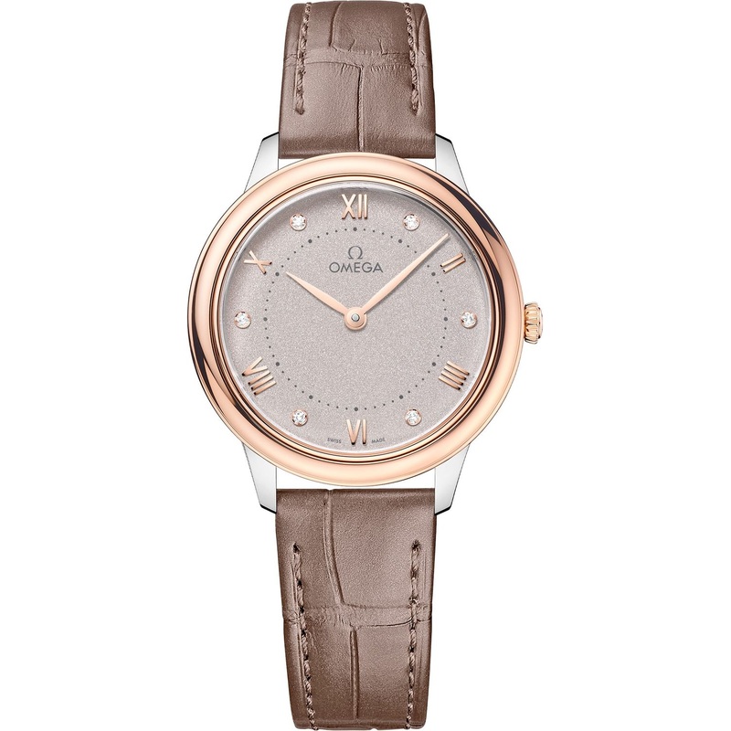 Omega 434.23.30.60.52.001 De Ville Prestige 30mm Steel Sedna Gold on Leather Strap