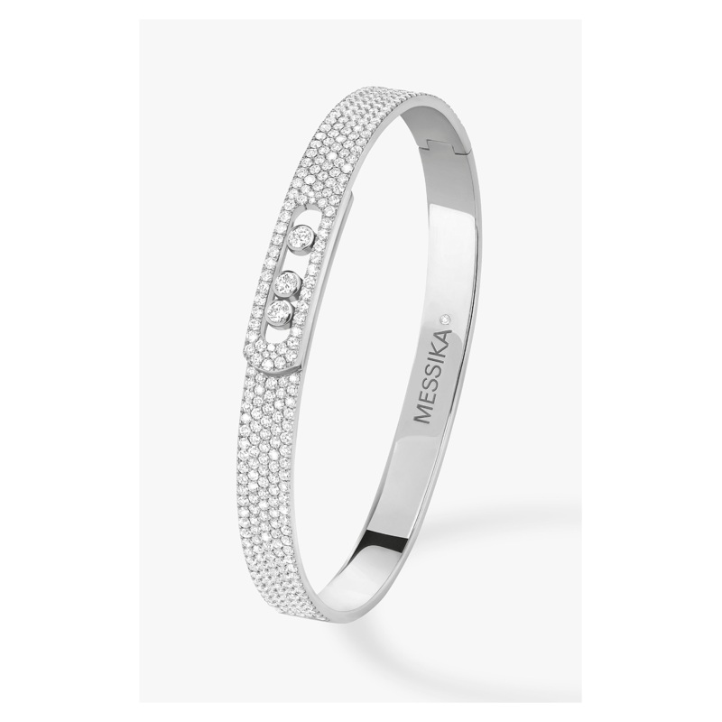 Move Noa Full Pav Bangle in White Gold Size M – Messika