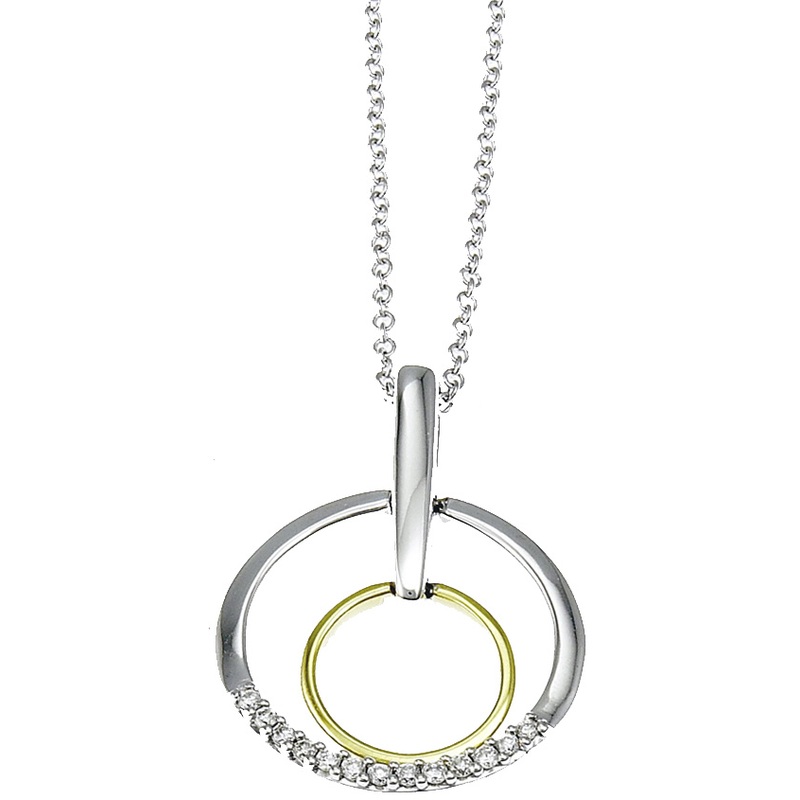 Diamond Pendant .07 Carat on 14K Two Tone Gold