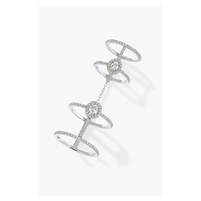 Glam’Azone Double Pav Ring in White Gold Size 56 – Messika