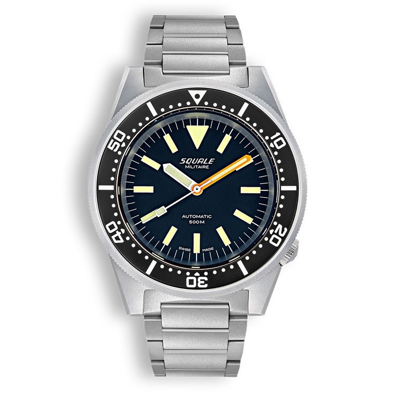 Squale 1521 Militaire Steel Black on Bracelet 1521MIL.SQ20L