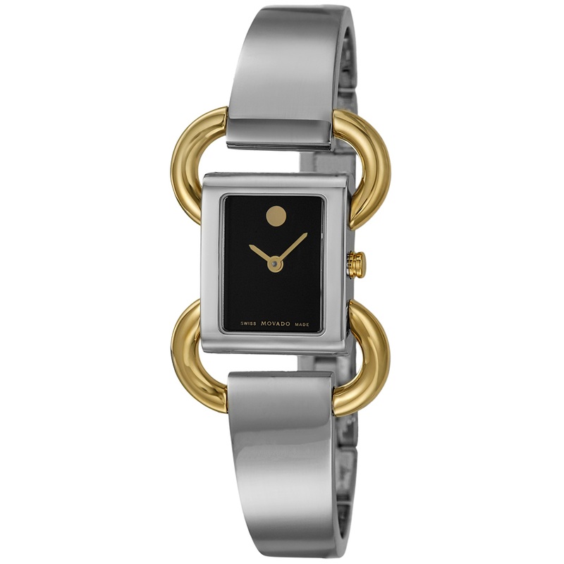 0606472 Movado Linio Black Dial Two Tone Case and Bracelet Quartz Watch