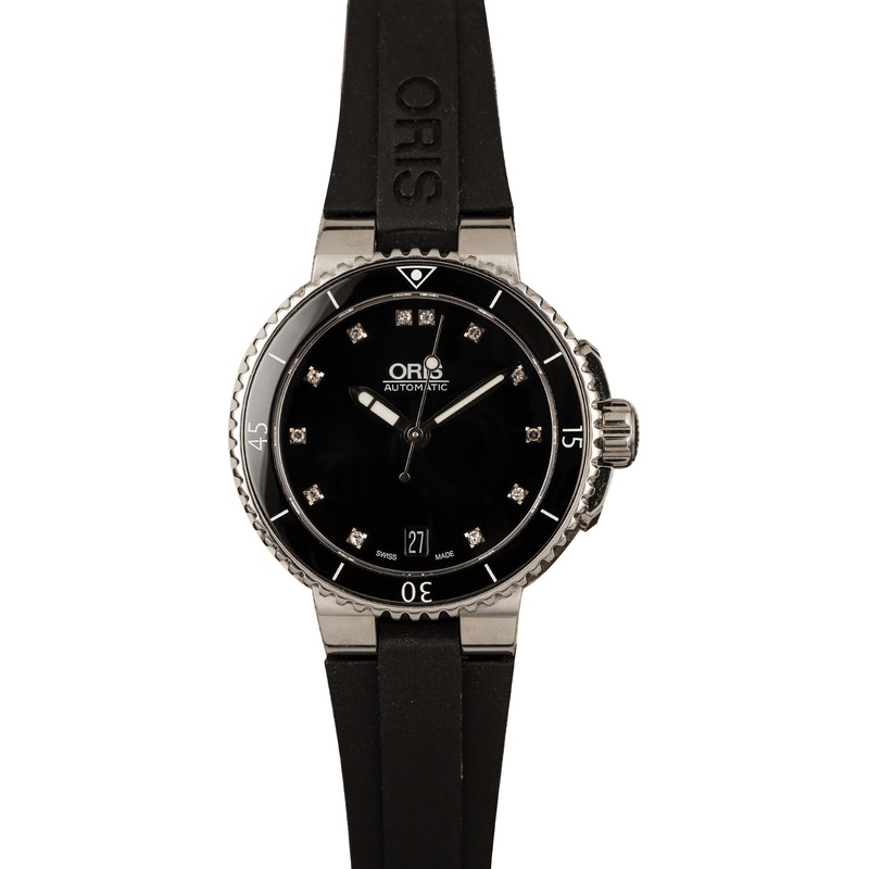 Buy Used Oris Oris Aquis Date Diamonds 01 733 7652 4194-07 4 18 34  – Sku: 7652 4194