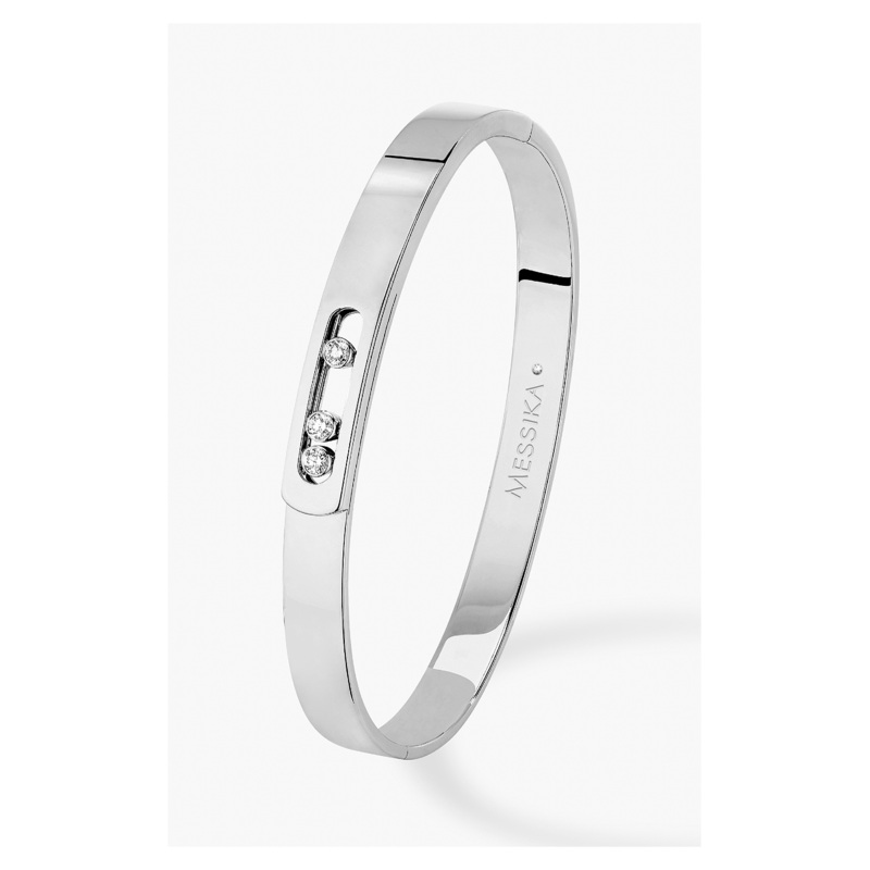Move Noa Bangle in White Gold Size M – Messika