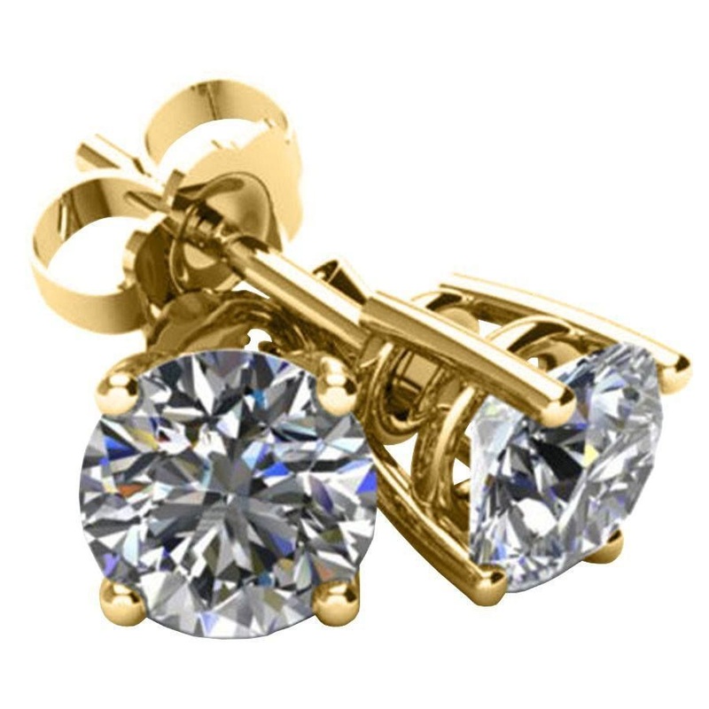 Diamond Stud Basket Earrings, 0.33 Carat on 14k Yellow Gold on Sale