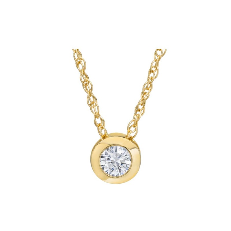 Diamond Solitaire Pendant Set on 14k Yellow Gold on Sale!
