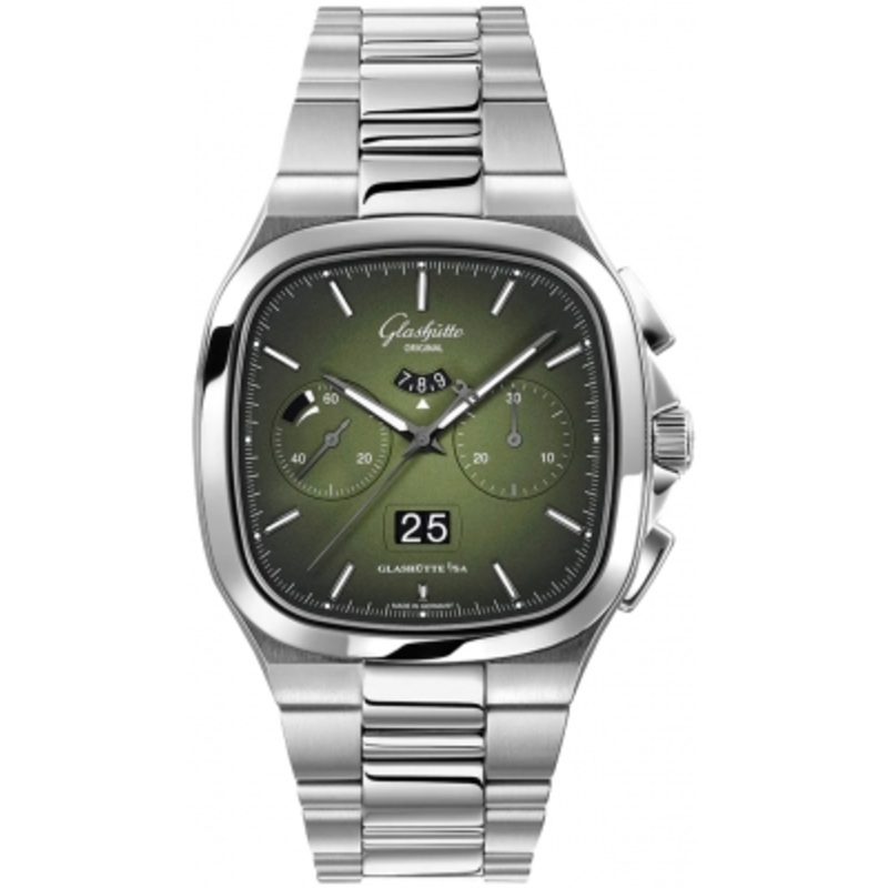 1-37-02-09-02-70 Fab Green Glashutte Original Seventies Chronograph Panorama Date Mens Watch