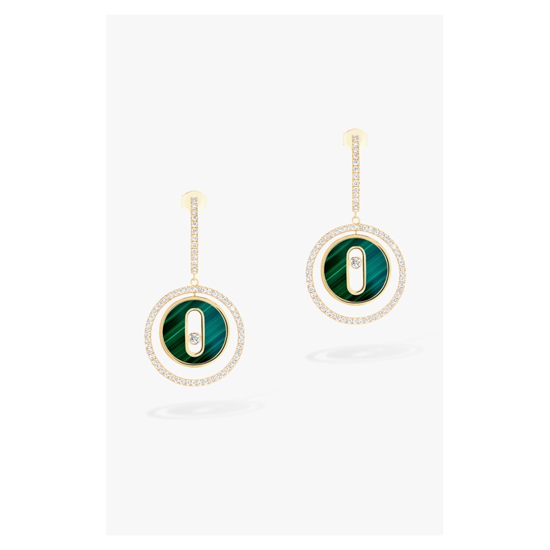 Lucky Move Malachite Earrings in Yellow Gold – Messika