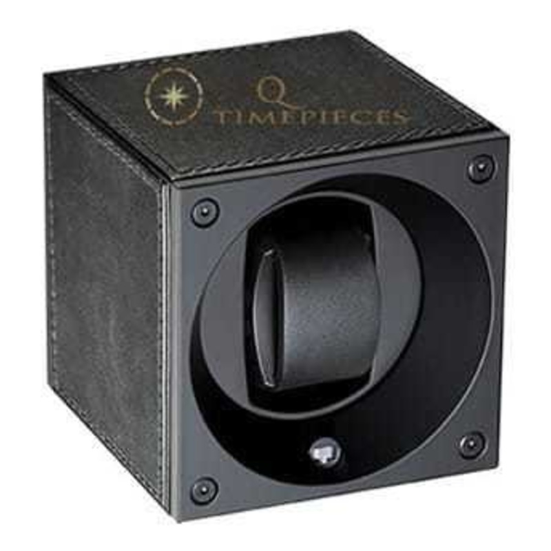 Swiss Kubik Watch Winder Single – Black Leather – Black Stitches Sk01-cv003