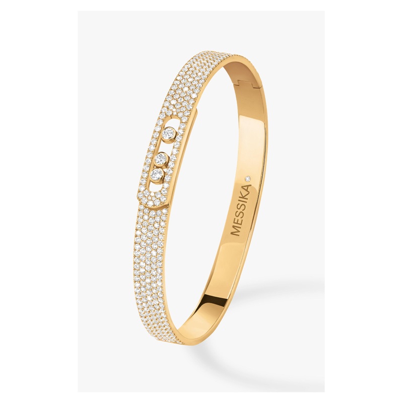 Move Noa Full Pav SM Bangle in Yellow Gold Size M – Messika