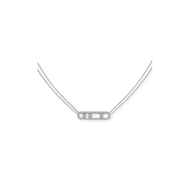 Move Classique Pav Pendant in White Gold – Messika