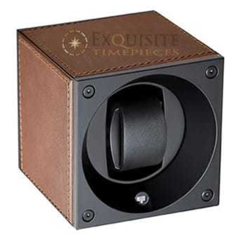 Swiss Kubik Watch Winder Single – Brown Leather – Brown Stitches Sk01-cv004