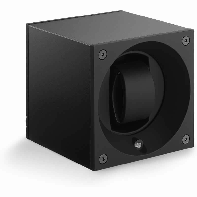 SwissKubik Watch Winder Single – Anodized Black With Window Protect Sk01.AE001-WP