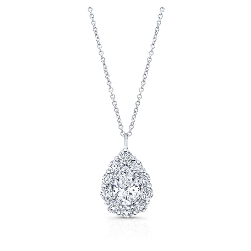Pear cut Diamond Cluster Pendant in White Gold – Rahaminov Diamonds