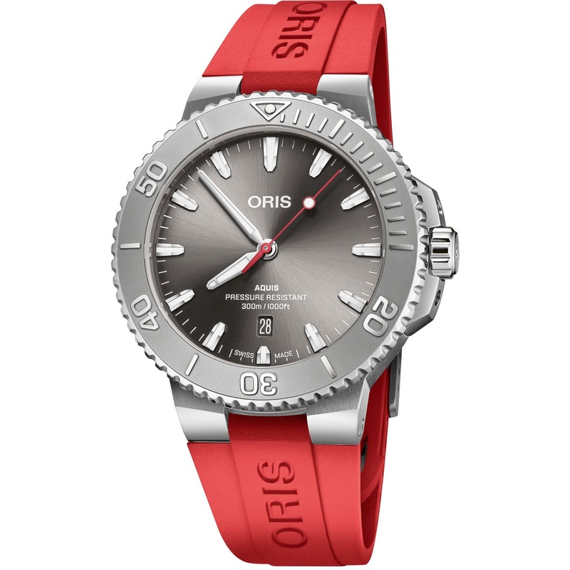 Oris 01 733 7789 4153-07 4 23 36FC Aquis Date Silver Dial On Strap
