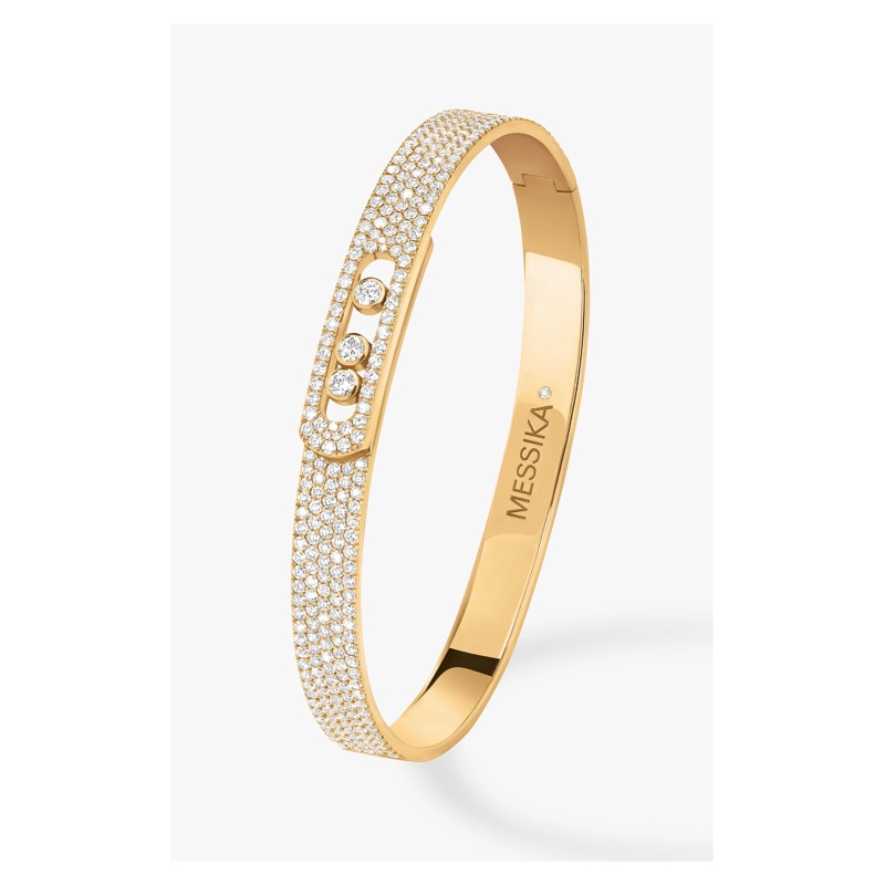 Move Noa Full Pav SM Bangle in Yellow Gold Size L – Messika