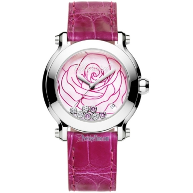 278475-3029 La Vie En Rose Chopard Happy Sport Round Quartz 36mm Ladies Watch