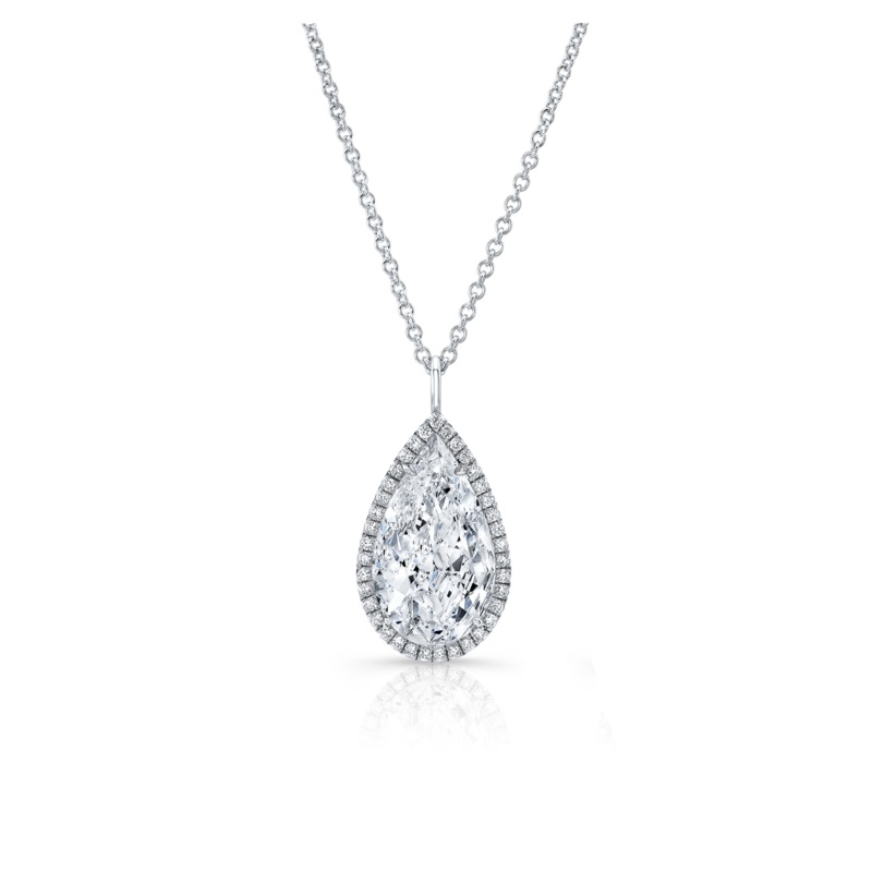 Pear cut Diamond Halo Pendant in White Gold – Rahaminov Diamonds