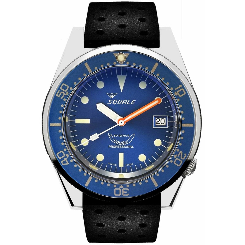 Squale 1521 Ocean Blue Rubber Strap