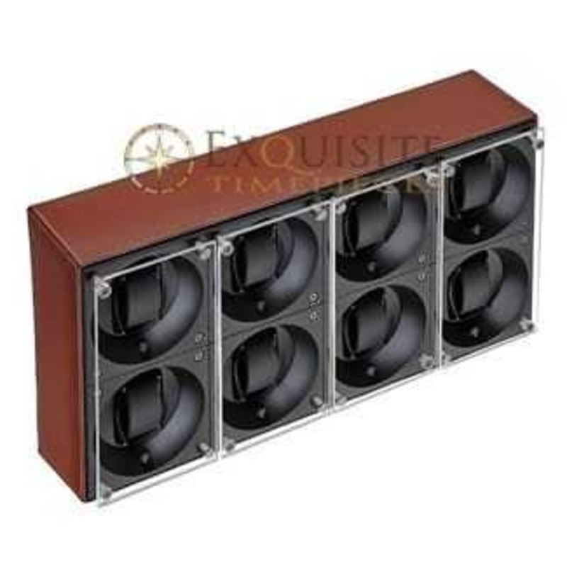 Swiss Kubik 8 Winders – Natural Calf Leather With White Stitches And Window Protect Sk08.cv002-wp