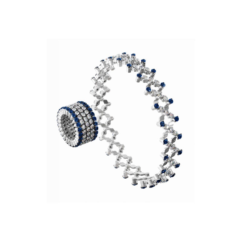 Serafino 5-row Ring Bracelet in White Gold with Blue Sapphires – Serafino Consoli Jewelry