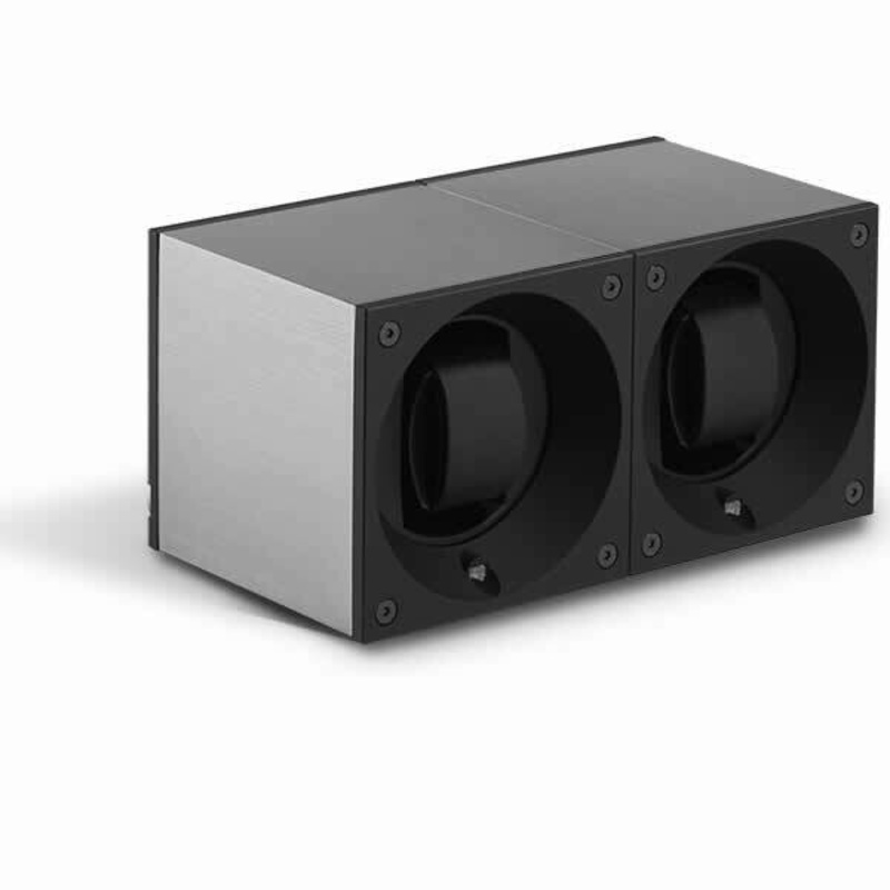 SwissKubik Watch Winder Duo Brushed Aluminium Window Protect