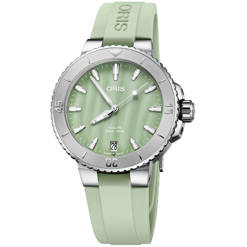 Oris 01 733 7770 4157-07 4 18 67FC Aquis Date Seafoam Green MOP Dial