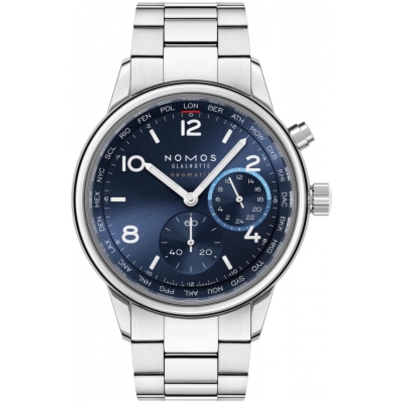 790   Nomos Glashutte Club Sport Neomatik Worldtimer 40mm Mens Watch