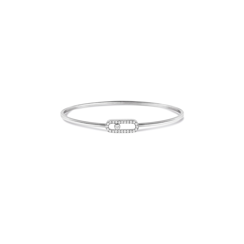 Move Uno Flex Pav Bangle in White Gold Size M – Messika