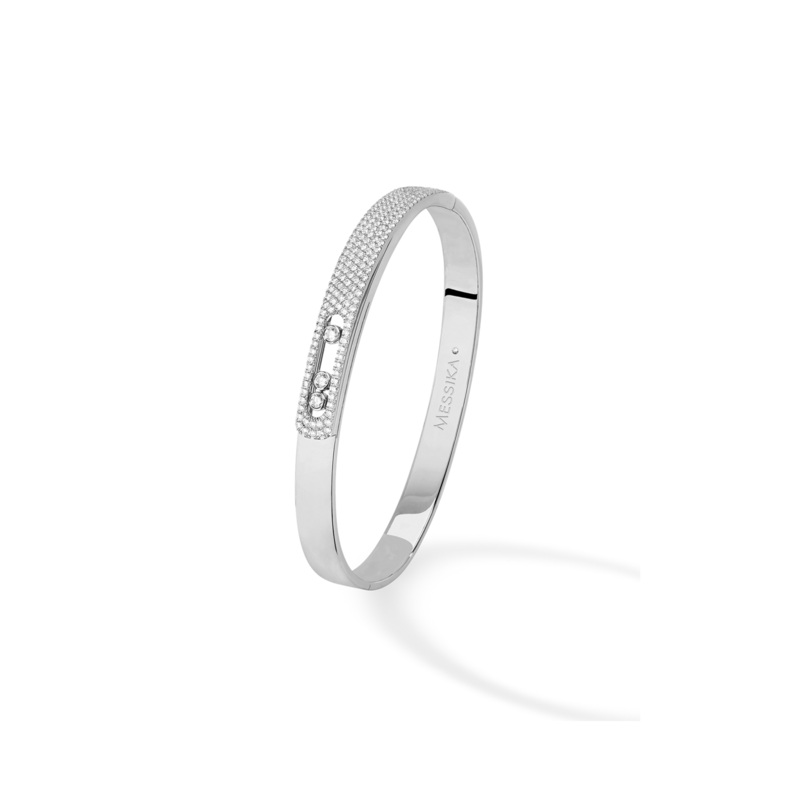 Move Noa Pav Bangle in White Gold Size M – Messika