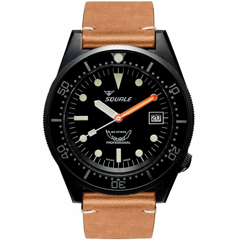 Squale 1521 Classic Black PVD on Strap