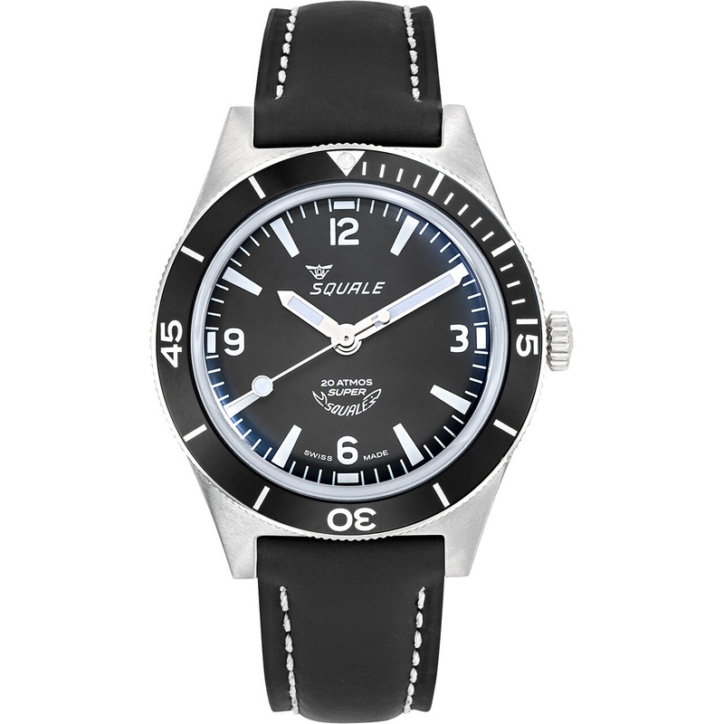 Squale Super-Squale Black Arabic Numerals on Strap