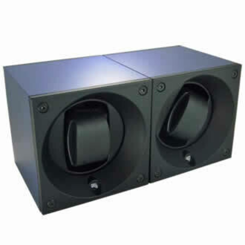 SwissKubik Watch Winder Duo Blue Aluminium with Window Protect
